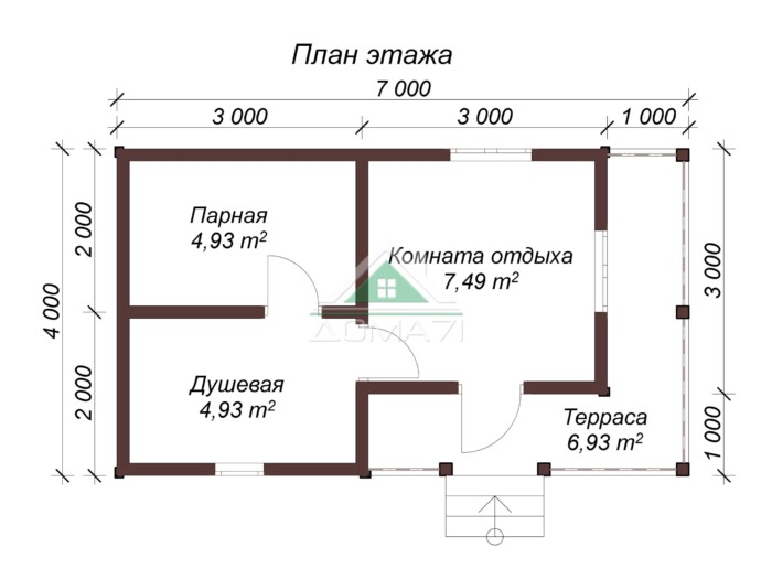 Баня из бруса 7х4 план