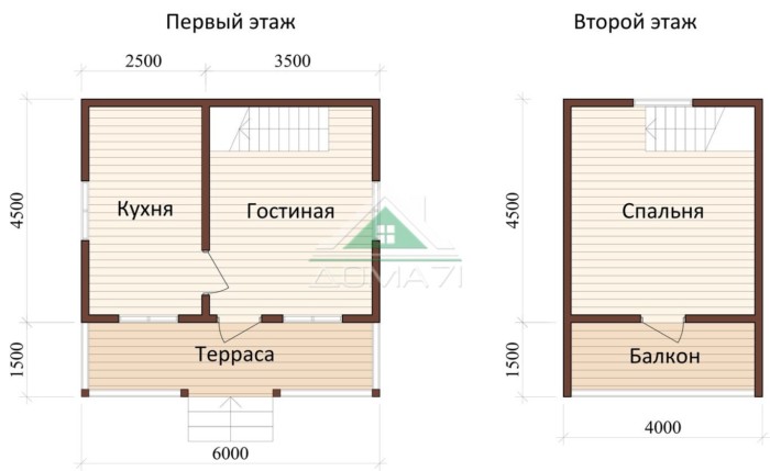 Дачный дом 6x6 план проекта 15