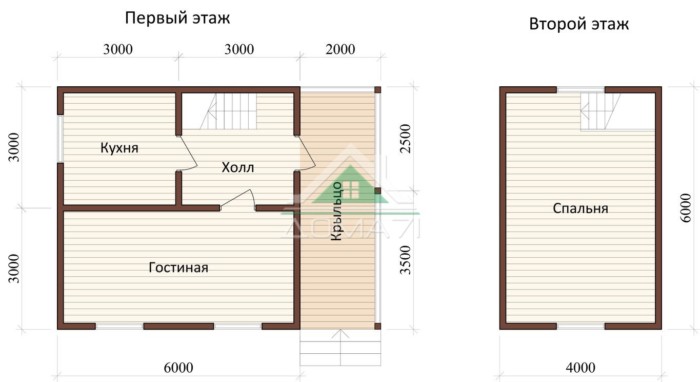 Дачный дом 6x8 проект 23 план дома