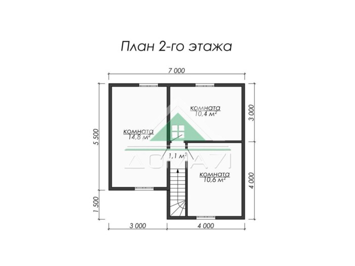 Каркасный дом 9.5×7 план 2 этажа